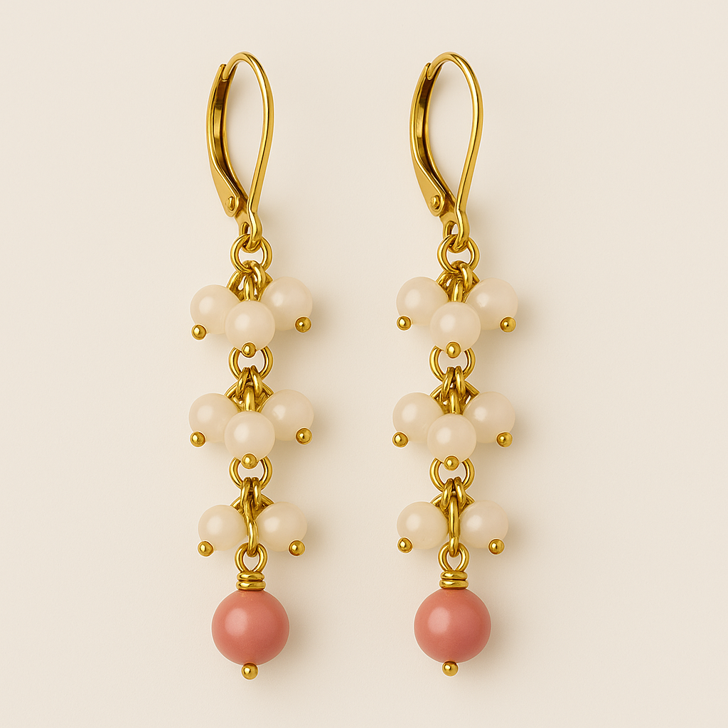 💖 Rose Quartz & Rhodonite Love Energy Earrings