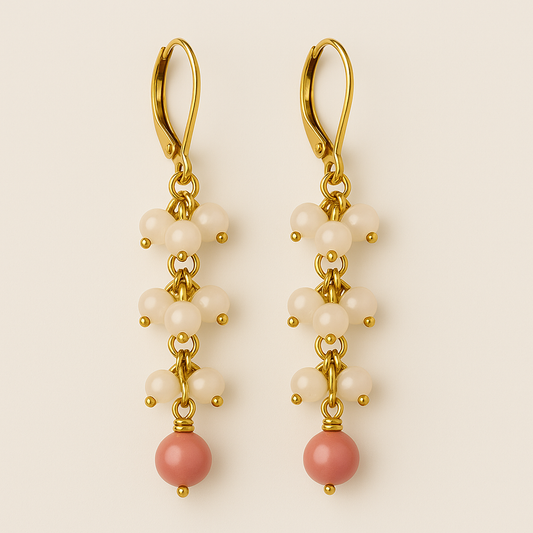 💖 Rose Quartz & Rhodonite Love Energy Earrings