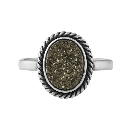 Pyrite Geode Adjustable Ring