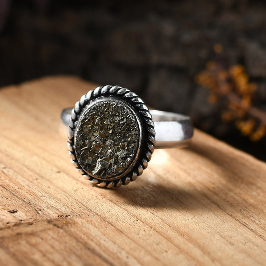 Pyrite Geode Adjustable Ring