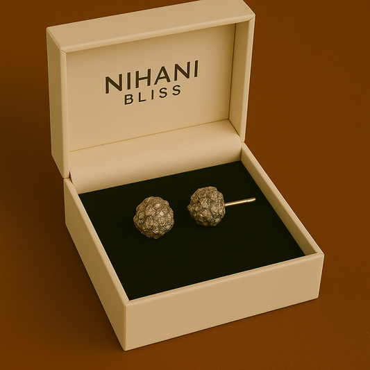 Raw Pyrite Crystal Stud Earrings