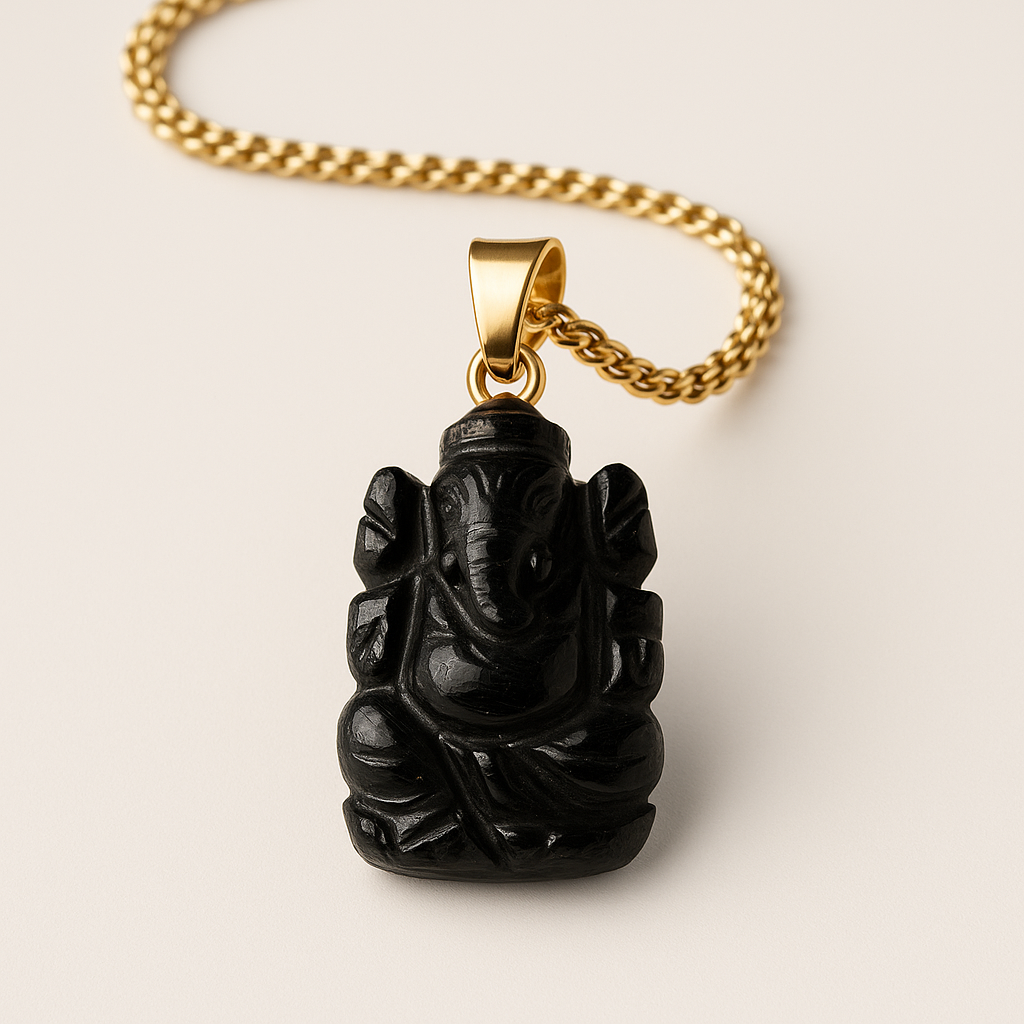 Black Tourmaline Ganesha Pendant