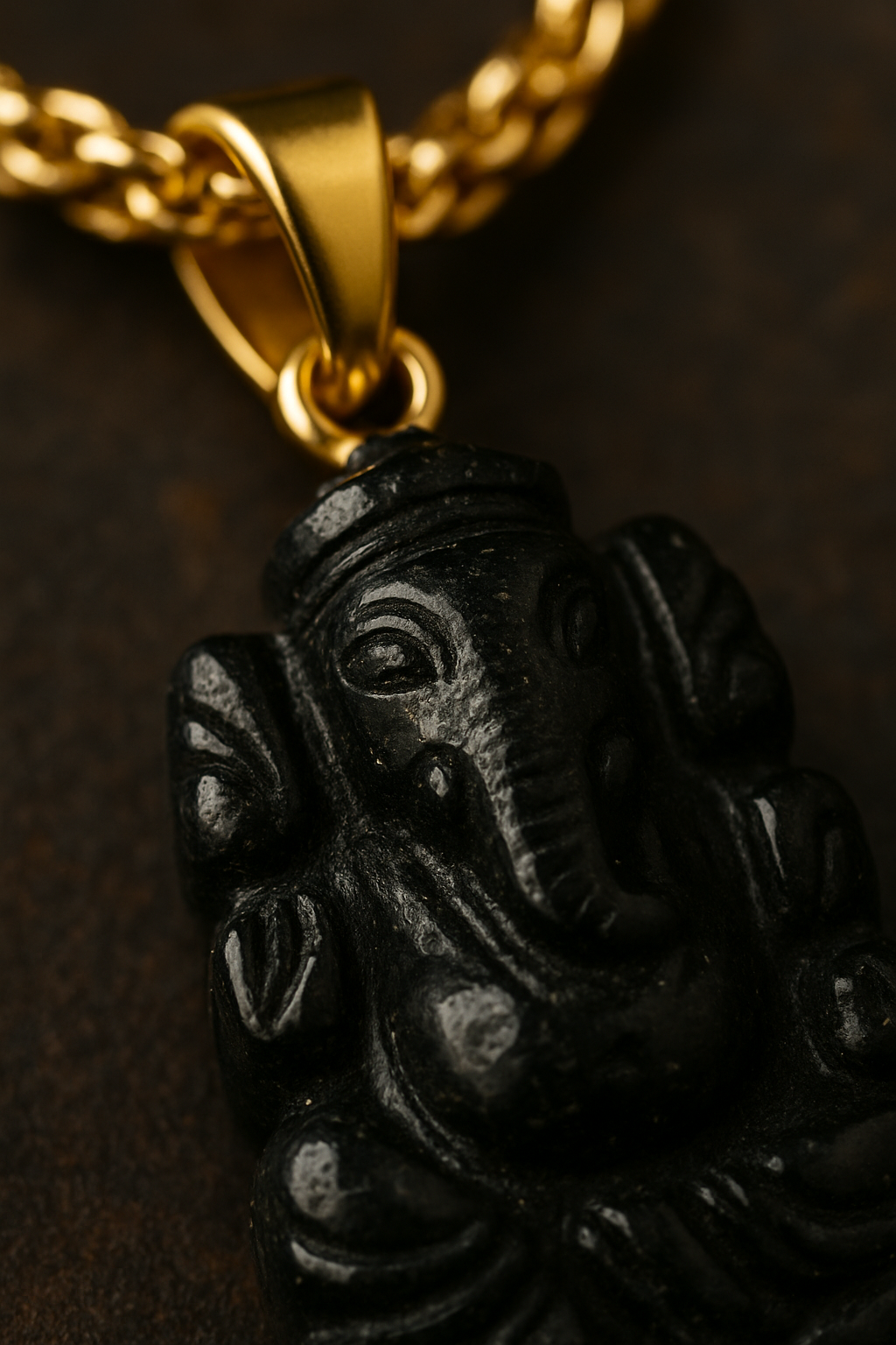 Black Tourmaline Ganesha Pendant