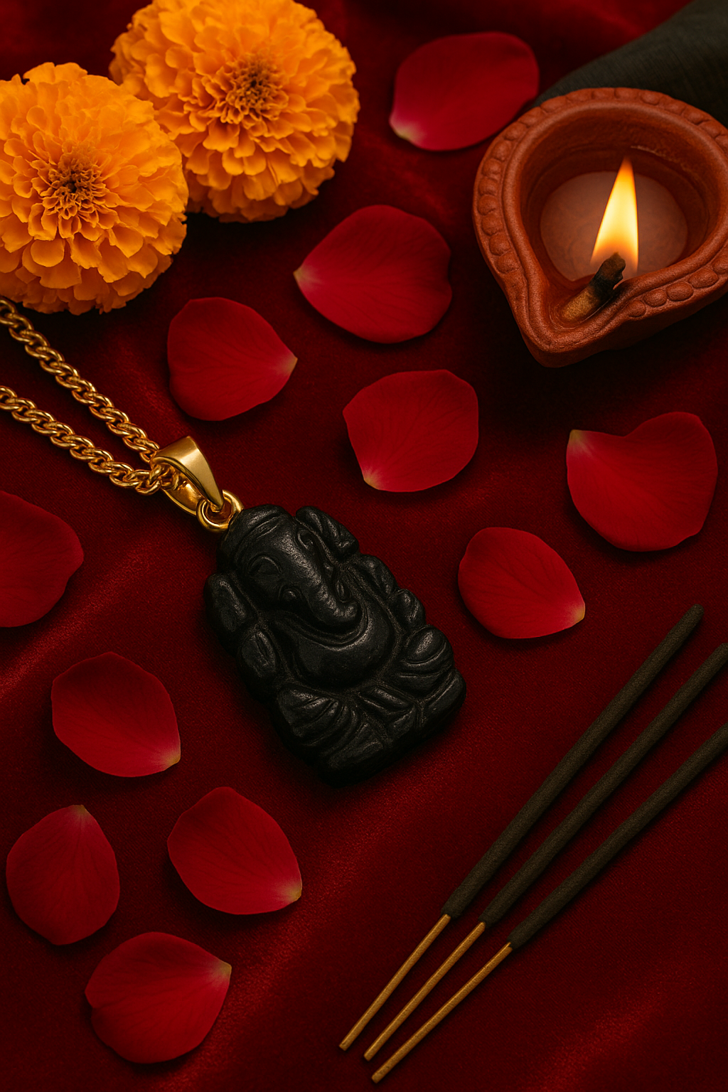 Black Tourmaline Ganesha Pendant