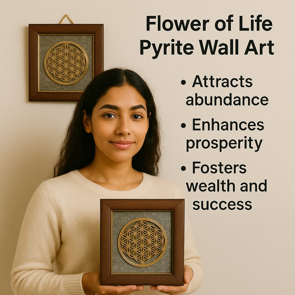 Flower of Life Pyrite Wall Frame
