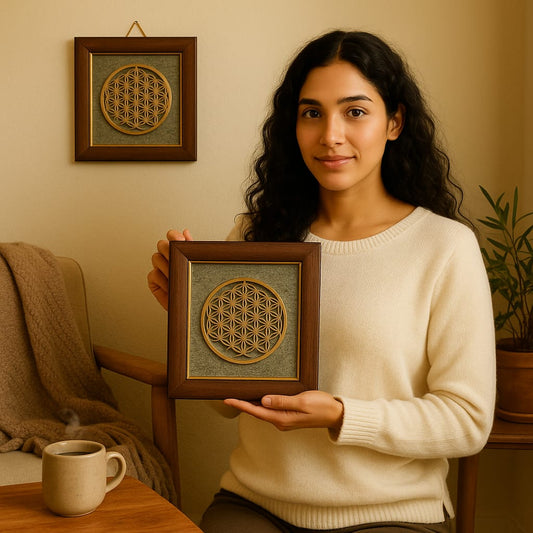 Flower of Life Pyrite Wall Frame