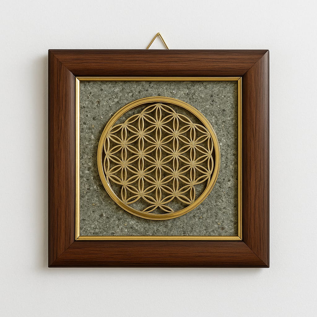 Flower of Life Pyrite Wall Frame