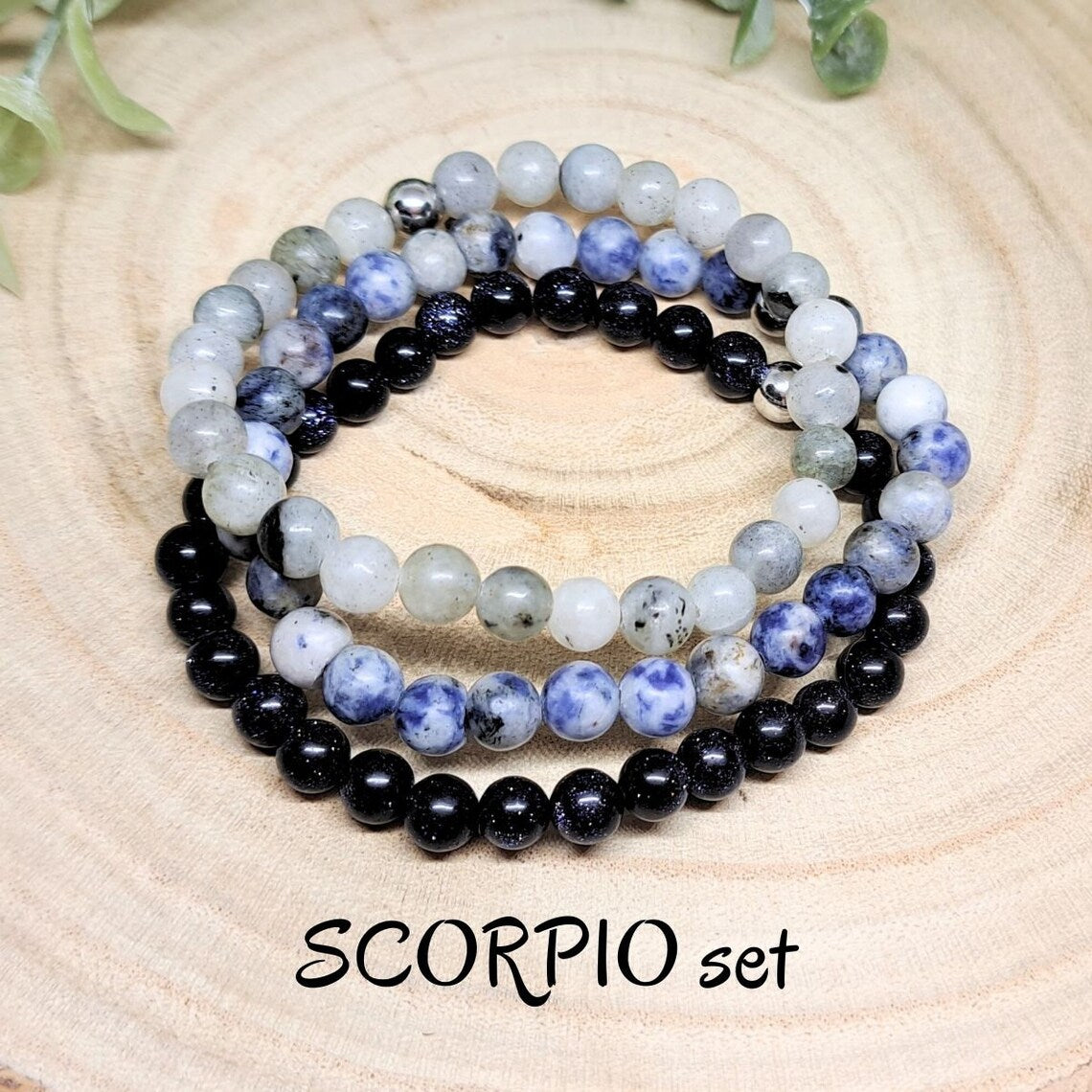 ♏ Scorpio Bracelet Set – Labradorite, Sodalite & Blue Sandstone