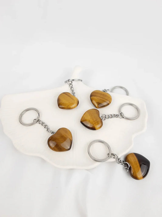 Tiger Eye Heart Key Ring