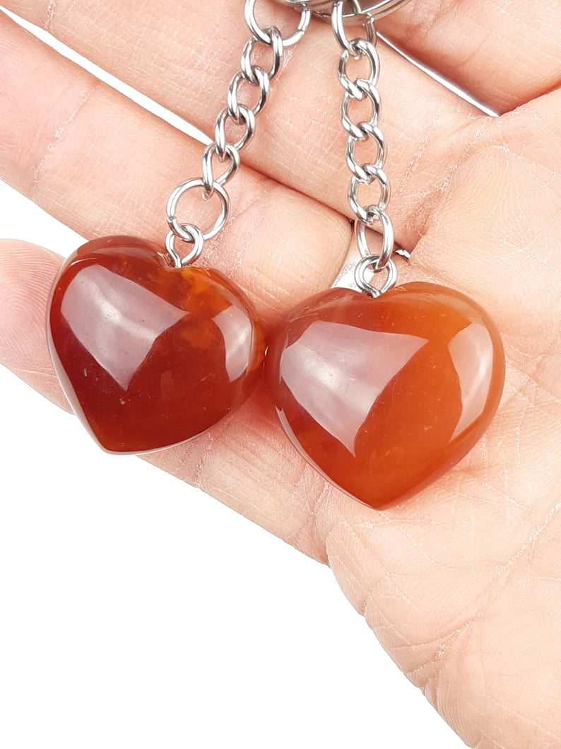 Carnelian Heart Key Ring