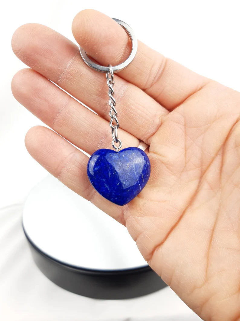 Lapis Lazuli Heart Key Ring