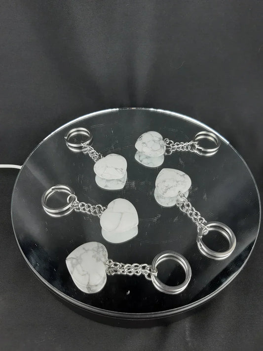 Howlite Heart Key Ring
