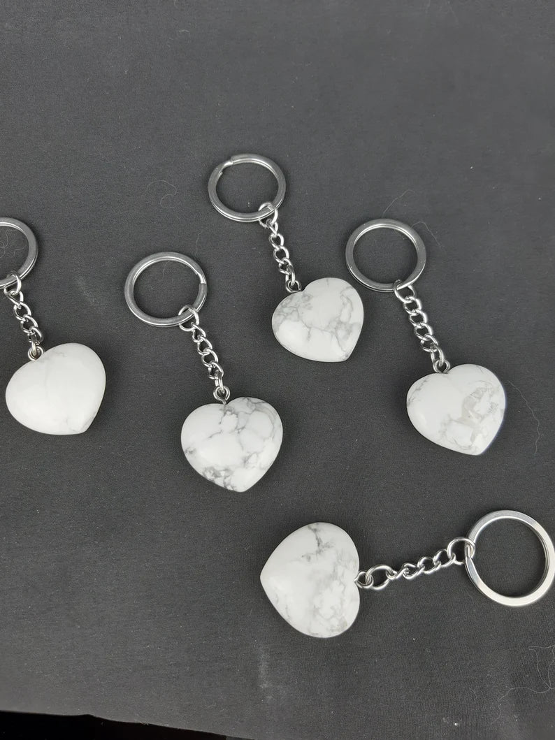 Howlite Heart Key Ring