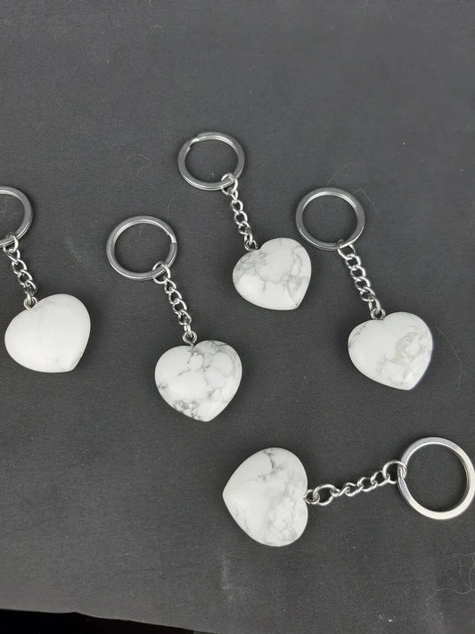 Howlite Heart Key Ring