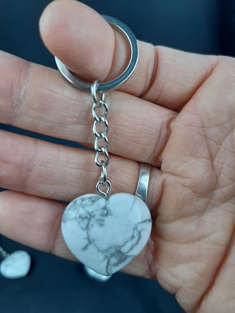 Howlite Heart Key Ring