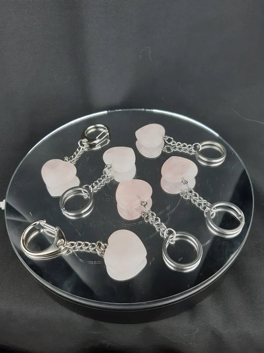 Rose Quartz Heart Key Ring