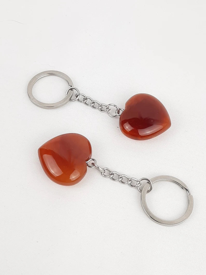 Carnelian Heart Key Ring
