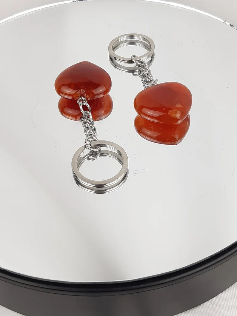 Carnelian Heart Key Ring