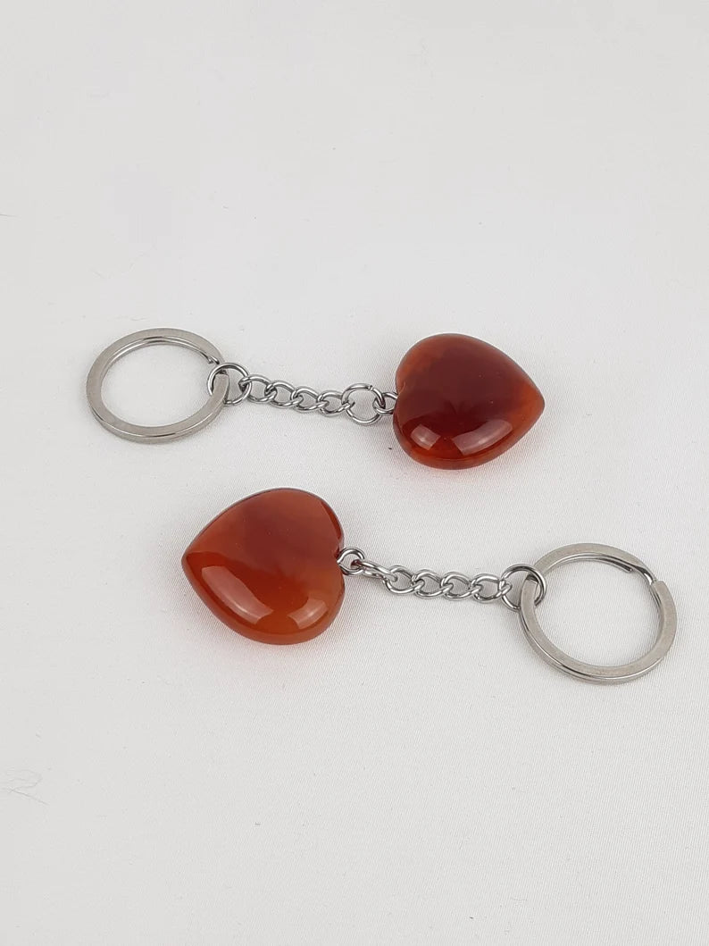 Carnelian Heart Key Ring