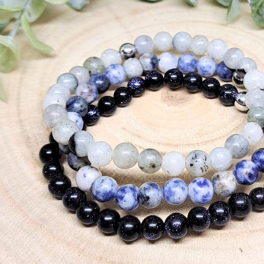 ♏ Scorpio Bracelet Set – Labradorite, Sodalite & Blue Sandstone